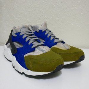 Nike Air Huarache Run PRM Sneakers Women's Size 9 Silver Royal Olive Shoes